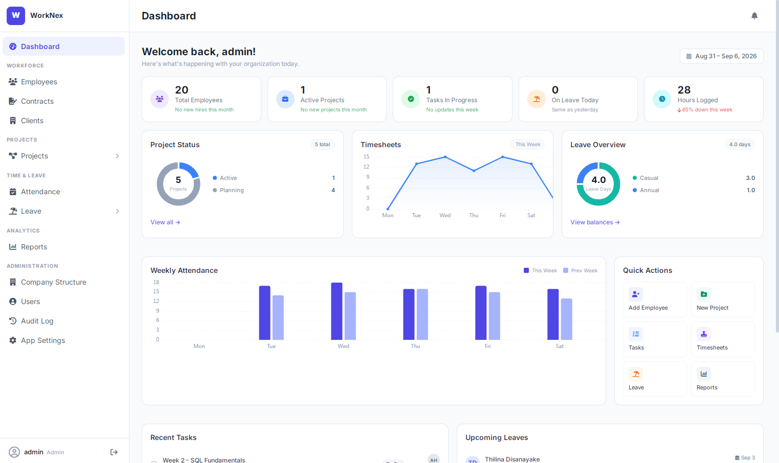 WorkNex Admin Dashboard